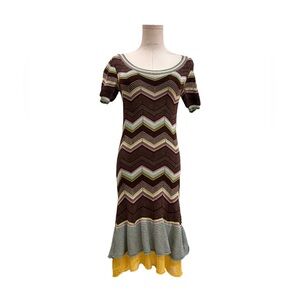 Missoni Brown Multicolor Chevron Midi Dress